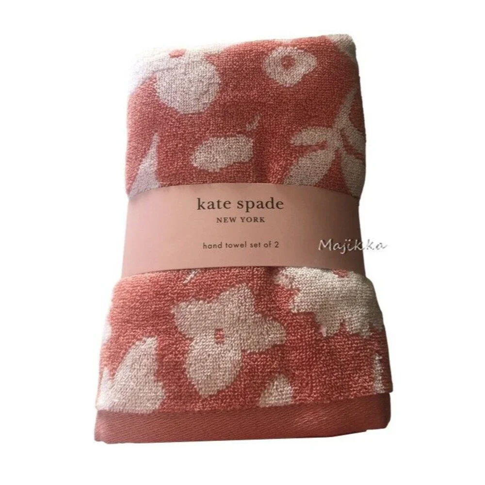 Kate Spade Pink Set 2 Hand Towels 4 Washcloths Facecloths Flowers Bathroom Dorm